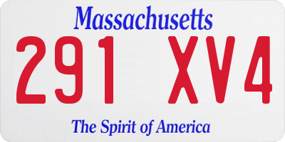 MA license plate 291XV4