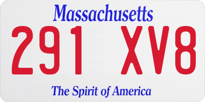 MA license plate 291XV8