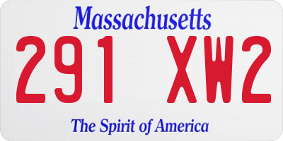 MA license plate 291XW2