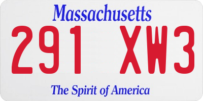 MA license plate 291XW3