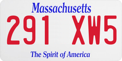 MA license plate 291XW5