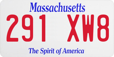 MA license plate 291XW8