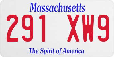 MA license plate 291XW9
