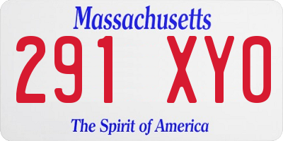 MA license plate 291XY0