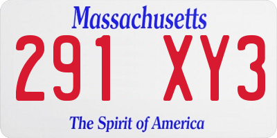 MA license plate 291XY3