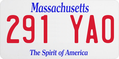 MA license plate 291YA0
