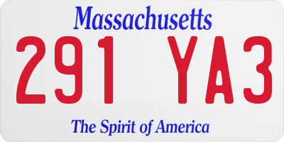 MA license plate 291YA3
