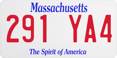 MA license plate 291YA4