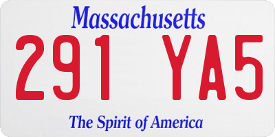MA license plate 291YA5