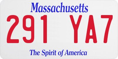 MA license plate 291YA7