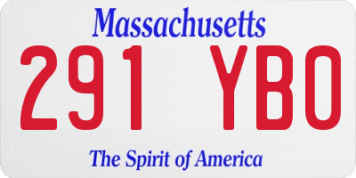 MA license plate 291YB0