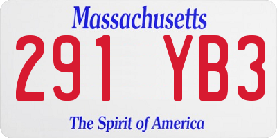 MA license plate 291YB3