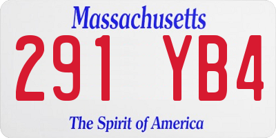 MA license plate 291YB4