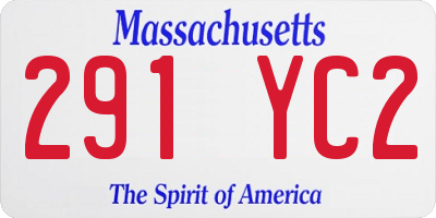 MA license plate 291YC2
