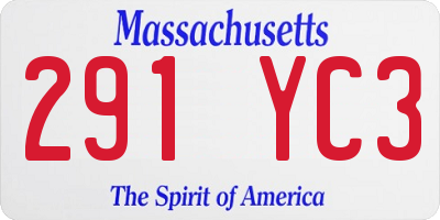 MA license plate 291YC3