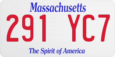 MA license plate 291YC7