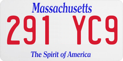 MA license plate 291YC9