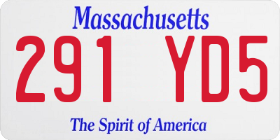 MA license plate 291YD5