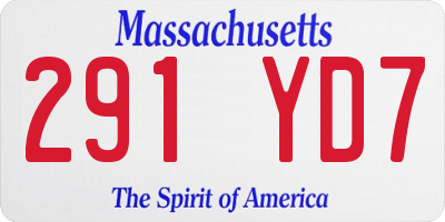 MA license plate 291YD7
