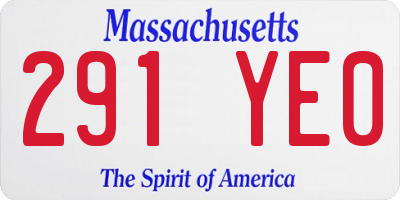MA license plate 291YE0