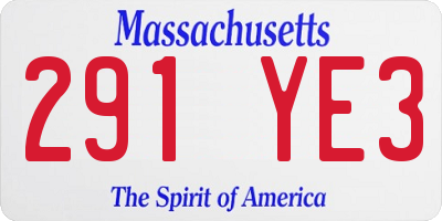 MA license plate 291YE3
