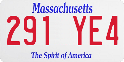 MA license plate 291YE4