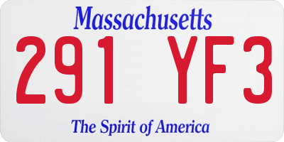 MA license plate 291YF3