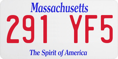 MA license plate 291YF5