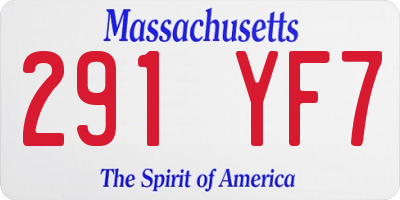 MA license plate 291YF7