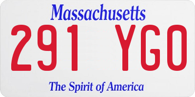 MA license plate 291YG0