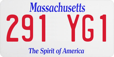 MA license plate 291YG1