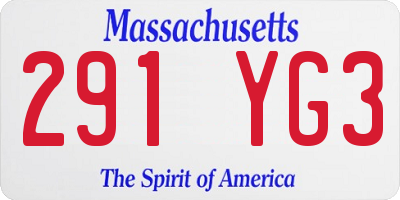 MA license plate 291YG3