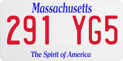 MA license plate 291YG5