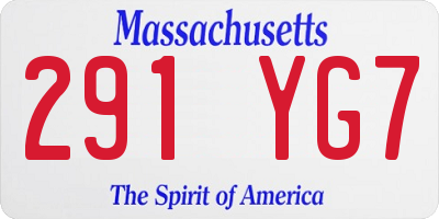 MA license plate 291YG7