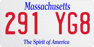 MA license plate 291YG8