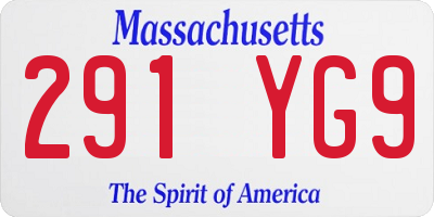 MA license plate 291YG9