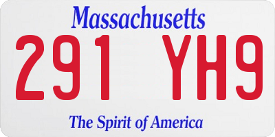 MA license plate 291YH9