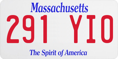 MA license plate 291YI0