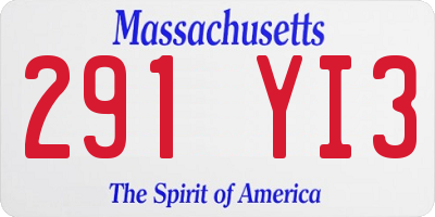 MA license plate 291YI3