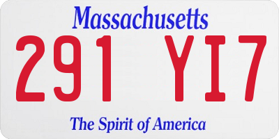 MA license plate 291YI7