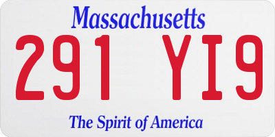 MA license plate 291YI9