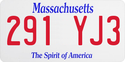 MA license plate 291YJ3
