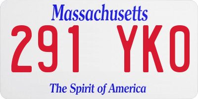 MA license plate 291YK0