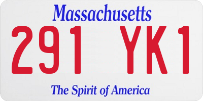 MA license plate 291YK1