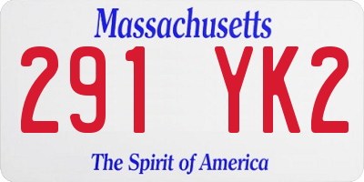 MA license plate 291YK2