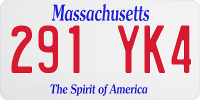 MA license plate 291YK4