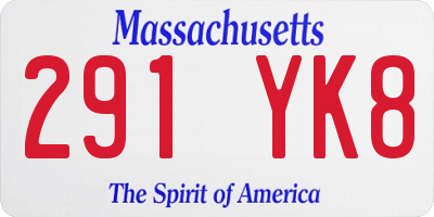 MA license plate 291YK8