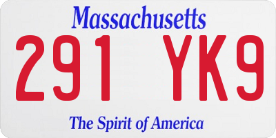 MA license plate 291YK9