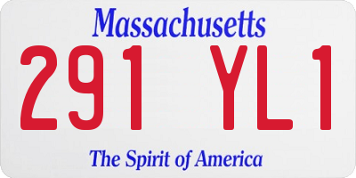 MA license plate 291YL1