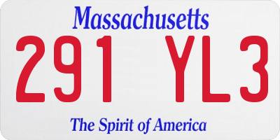 MA license plate 291YL3